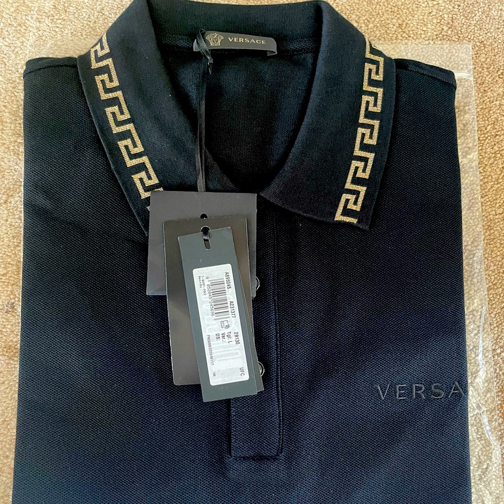 Versace color contrast-collar polo